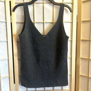 Old Navy Charcoal Gray V-Neck Thick Rib-Knit Sweater Tank Top Women Sz. M
